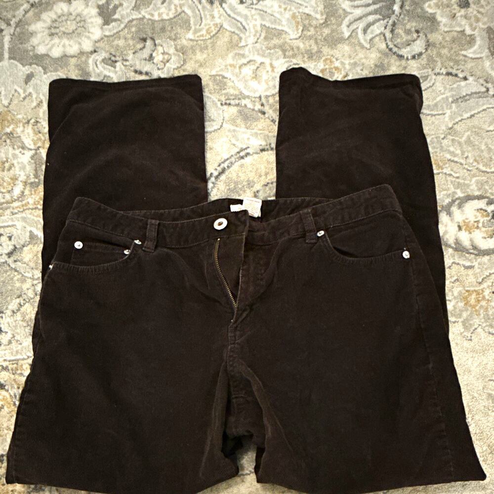 Sundance Women’s Brown Corduroy Pants Flat Front Pockets Zip Button Size 12